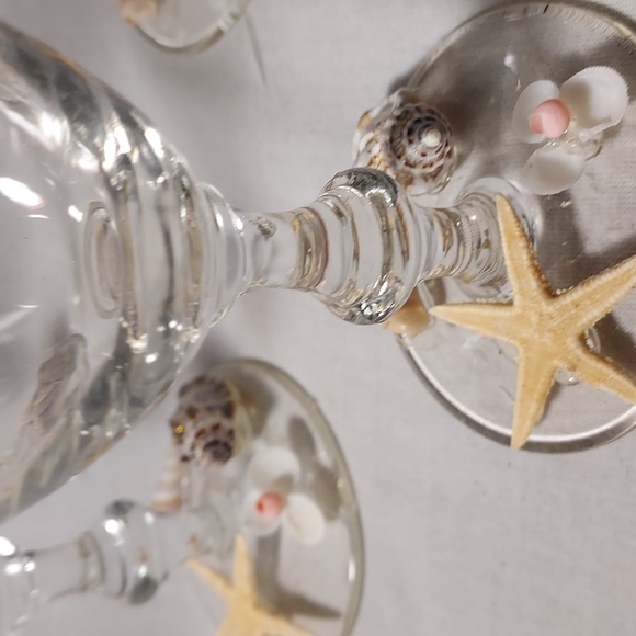 Handmade Shell Art Cognac Glasses Wine Glasses Set of 4 - Picture 2 of 8